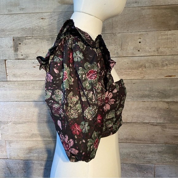 BNWT Zara women’s‎ floral  puffed sleeve cropped top in size x-small - Picture 4 of 12
